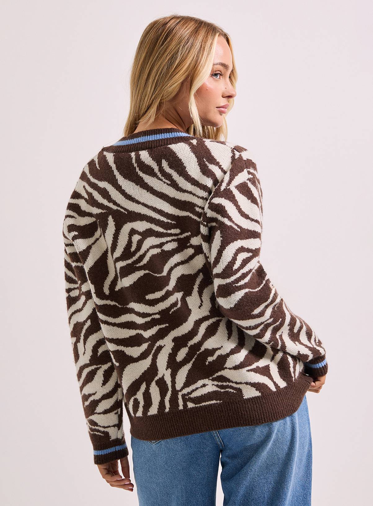 DOROTHY PERKINS Animal Knitted Cardigan XL - Image 3